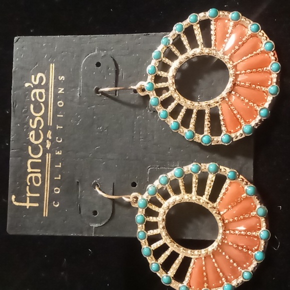 Francesca's Collections Jewelry - Francesca's earrings coral & turquoise enamel Navajo style pow wow